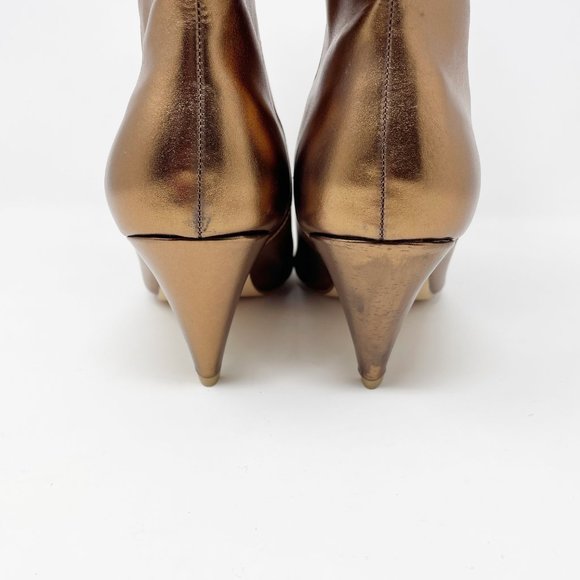 JF J. Ferrar Womens Gold Vegan Leather Slip on Mid Calf Boots Size 10 - Picture 5 of 11